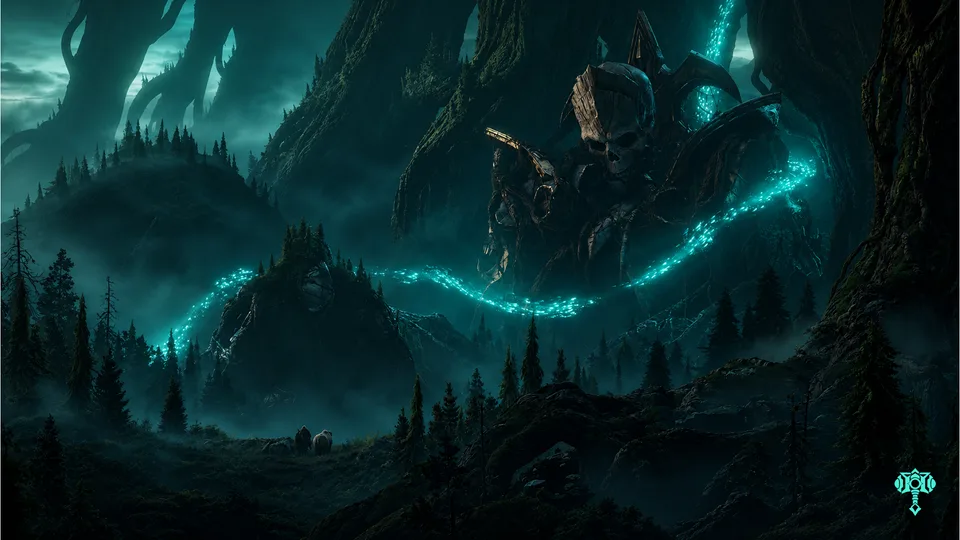 The landscape artwork with a small hammer crest in the corner.